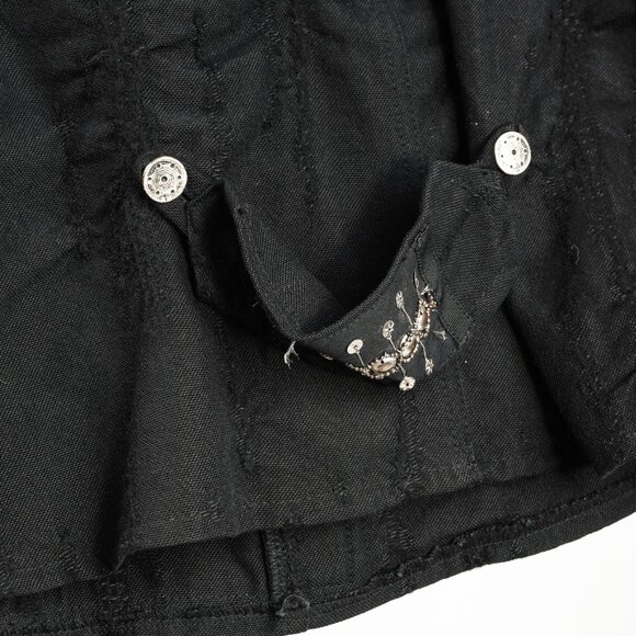 Caty Lesca Black Textured Wool & Cotton Metal-Accent Jacket - Picture 10 of 12